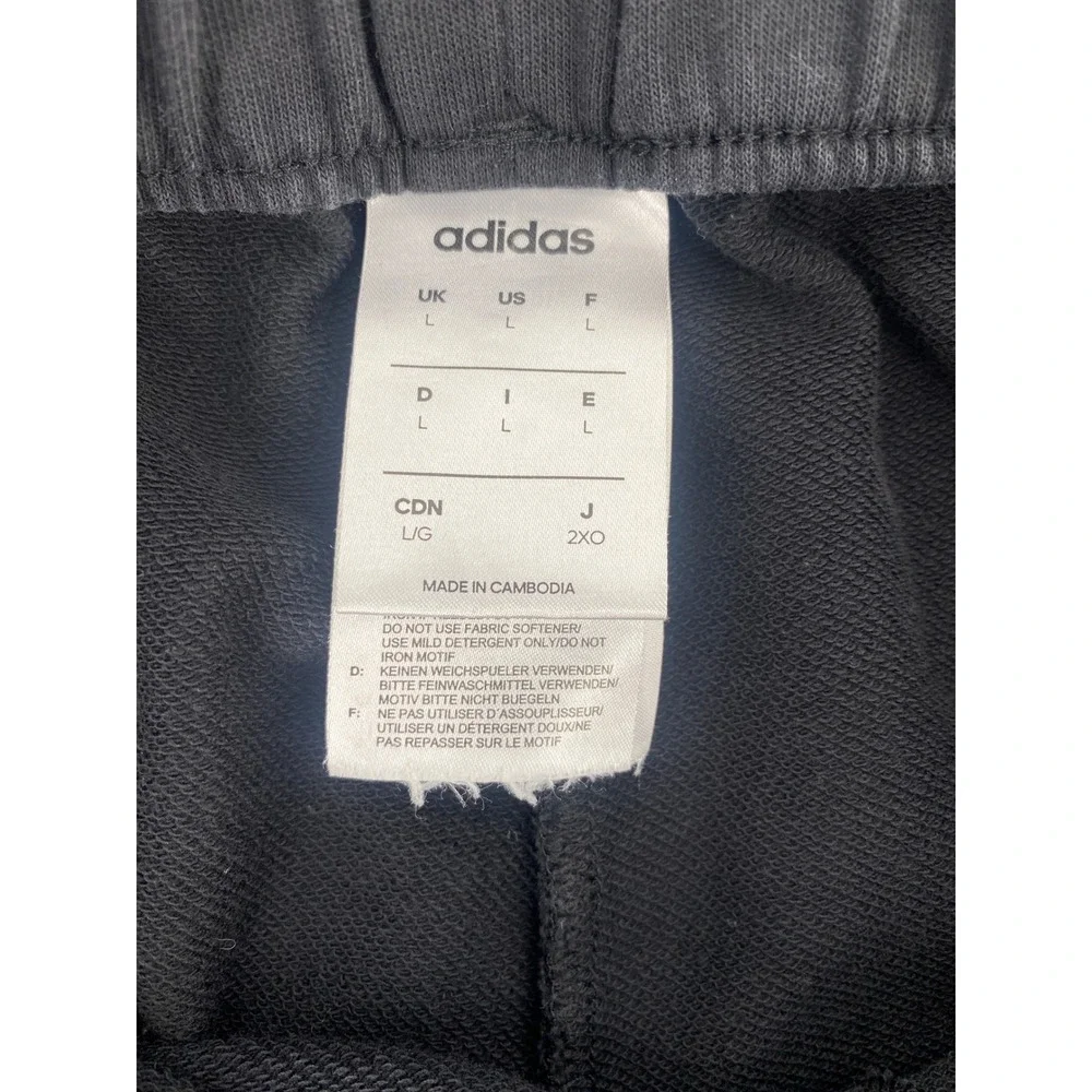 Adidas Shorts Large Black 3-Stripe French Terry Athletic Excellent